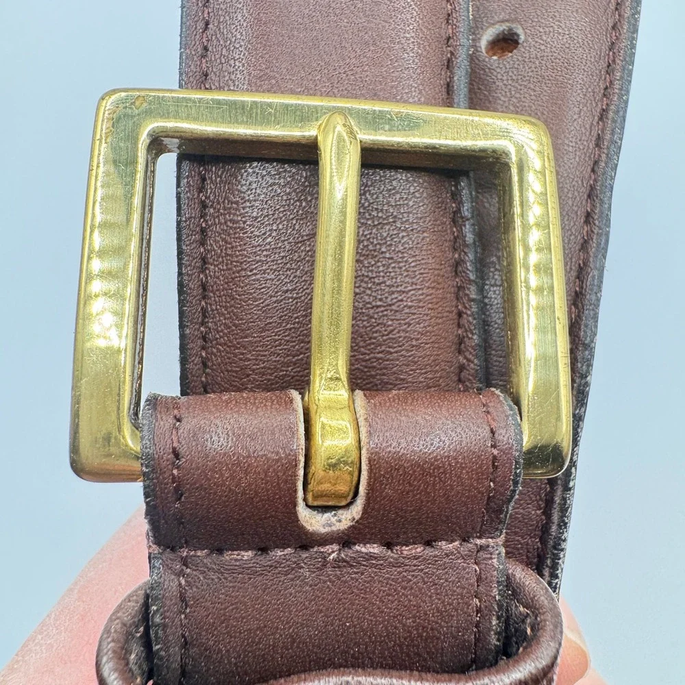 Coach 7500 Mens Leather Belt Mocha Brown Solid Brass Buckle USA Made 44 110cm